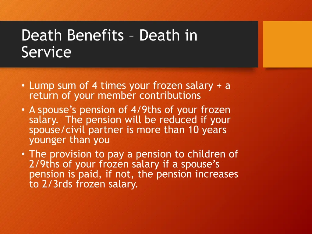 death benefits death in service