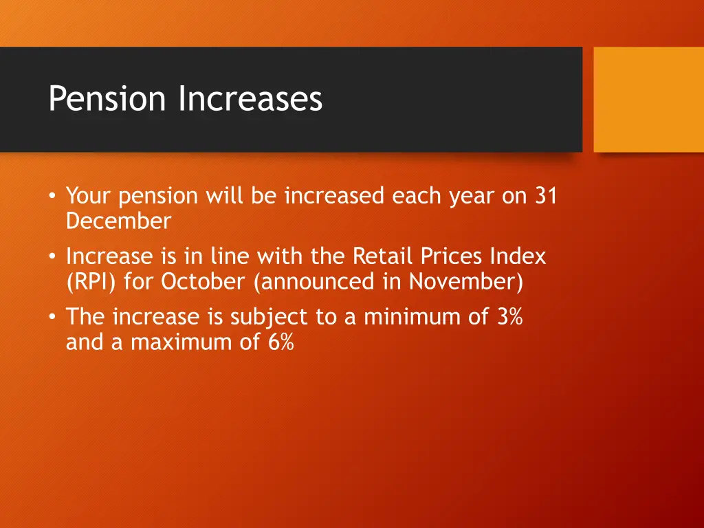 pension increases