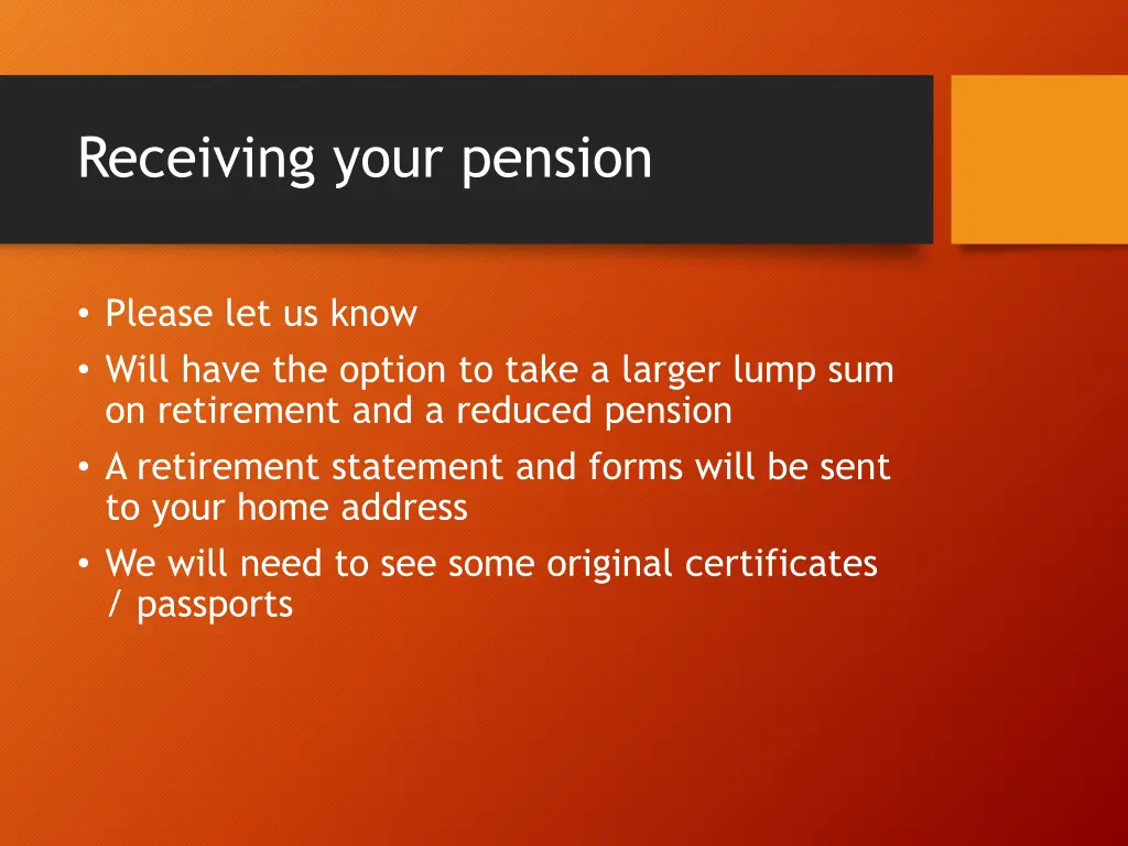 receiving your pension