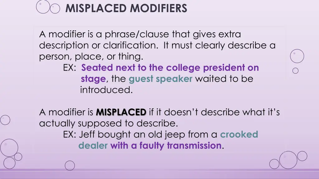 misplaced modifiers