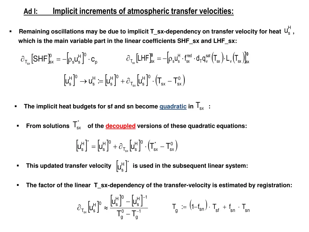 implicit increments of atmospheric transfer