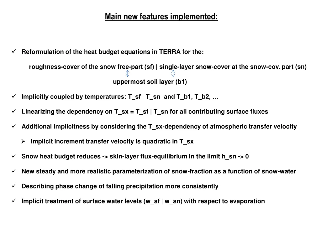 main new features implemented