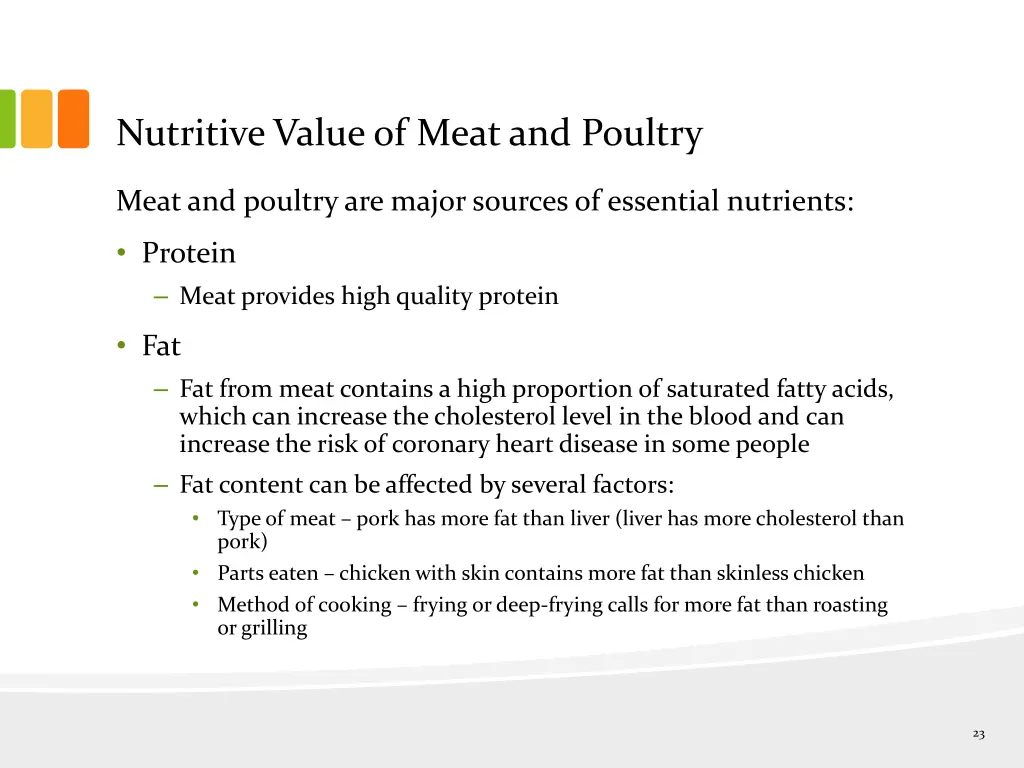 nutritive value of meat and poultry 1