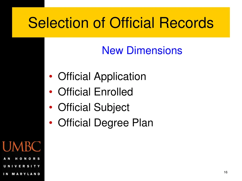 selection of official records