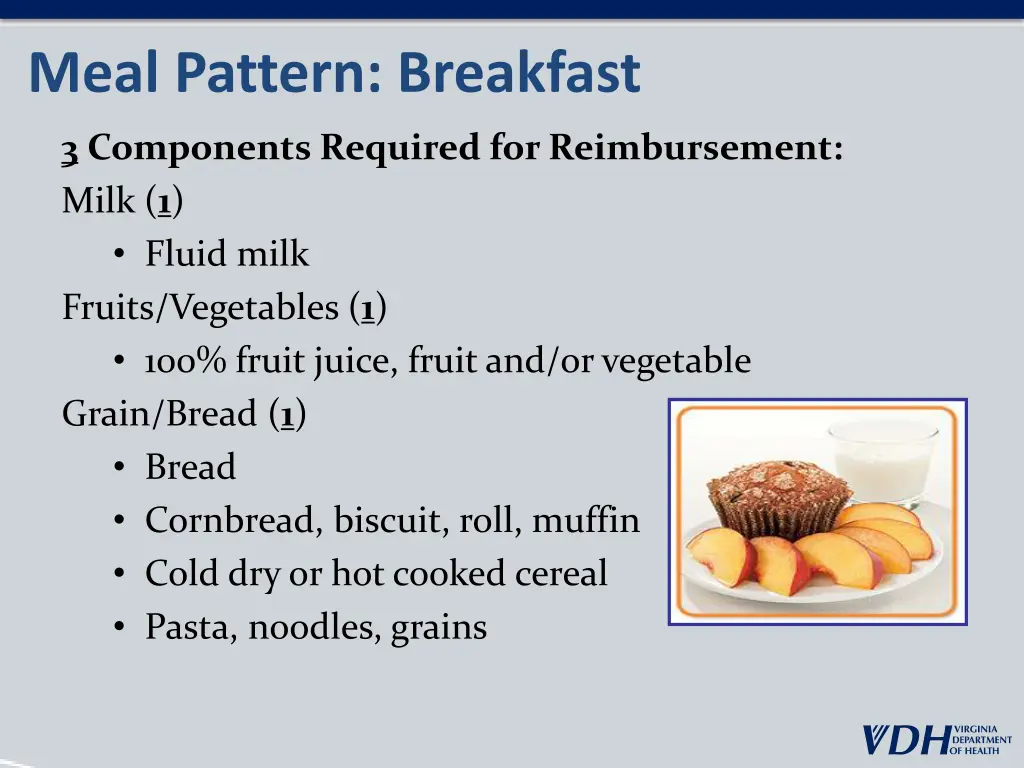 meal pattern breakfast