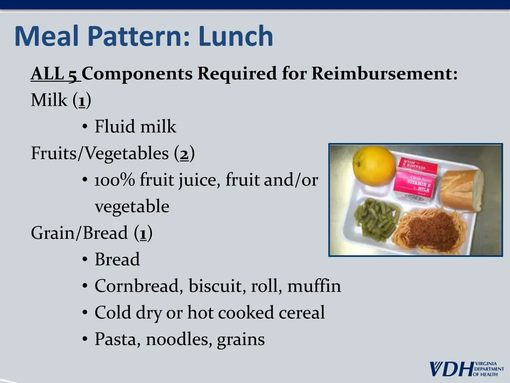 meal pattern lunch