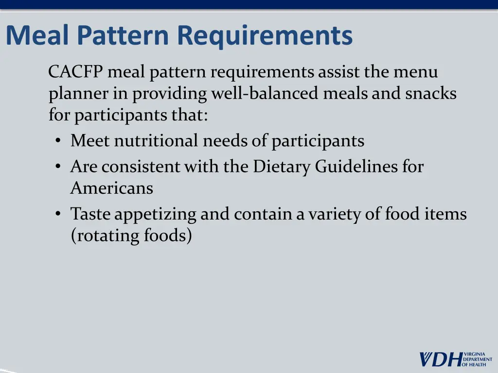 meal pattern requirements