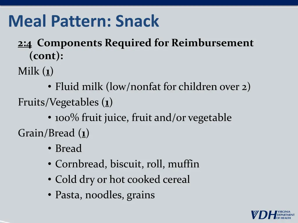 meal pattern snack