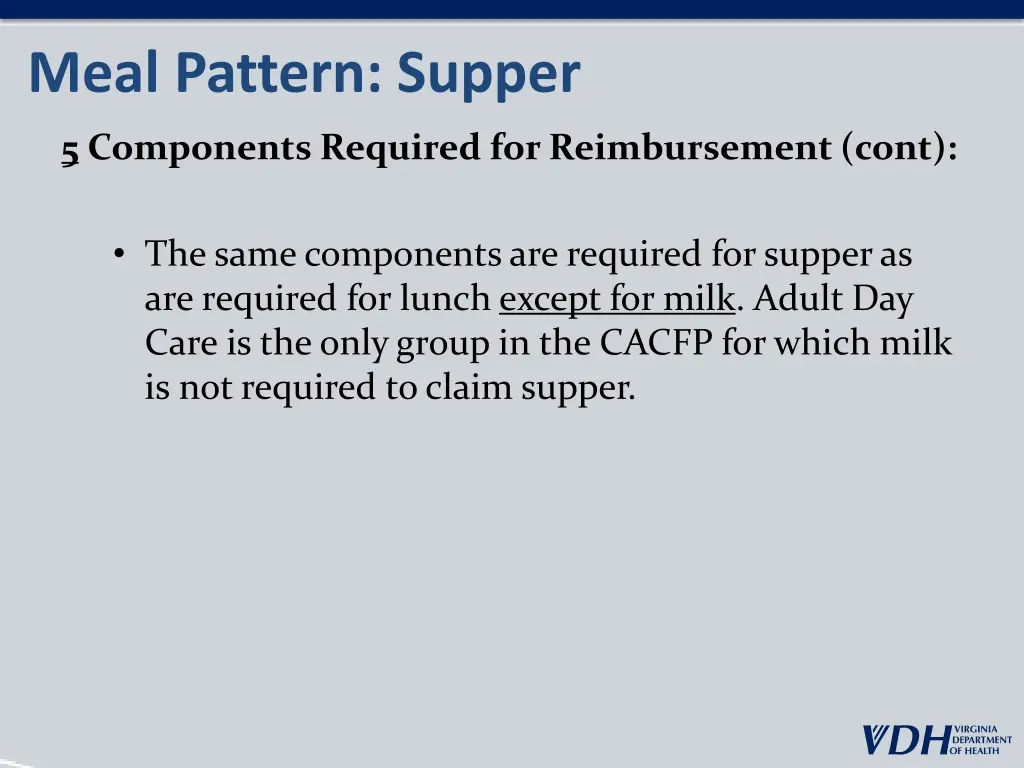 meal pattern supper