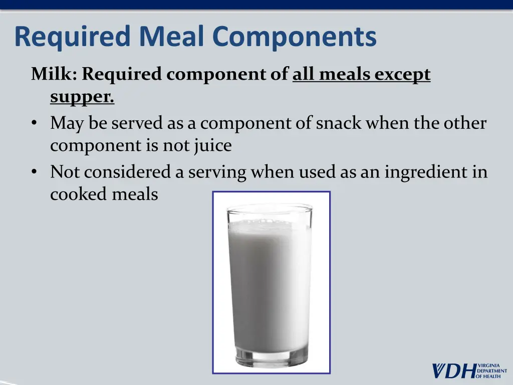 required meal components 4