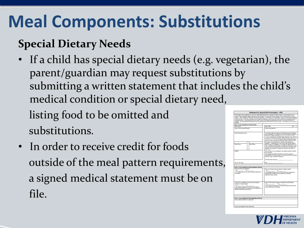 meal components substitutions