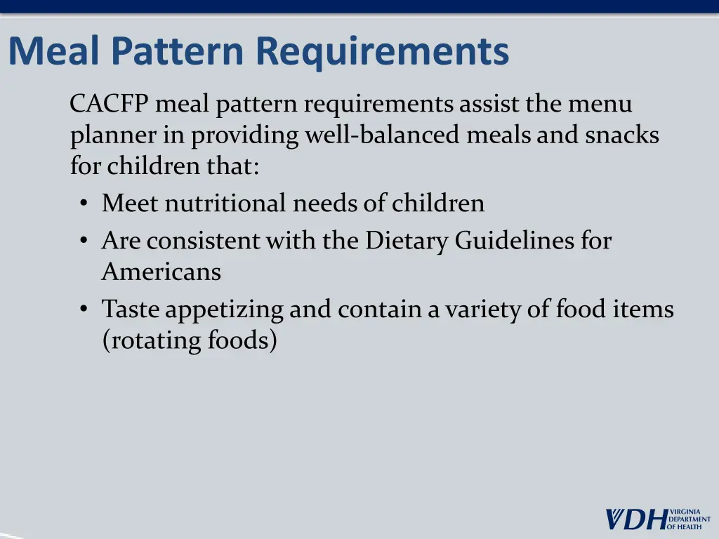 meal pattern requirements