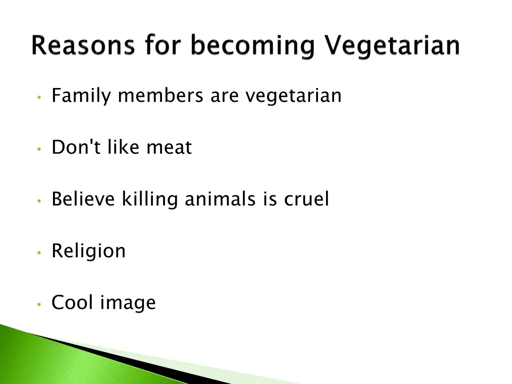 family members are vegetarian