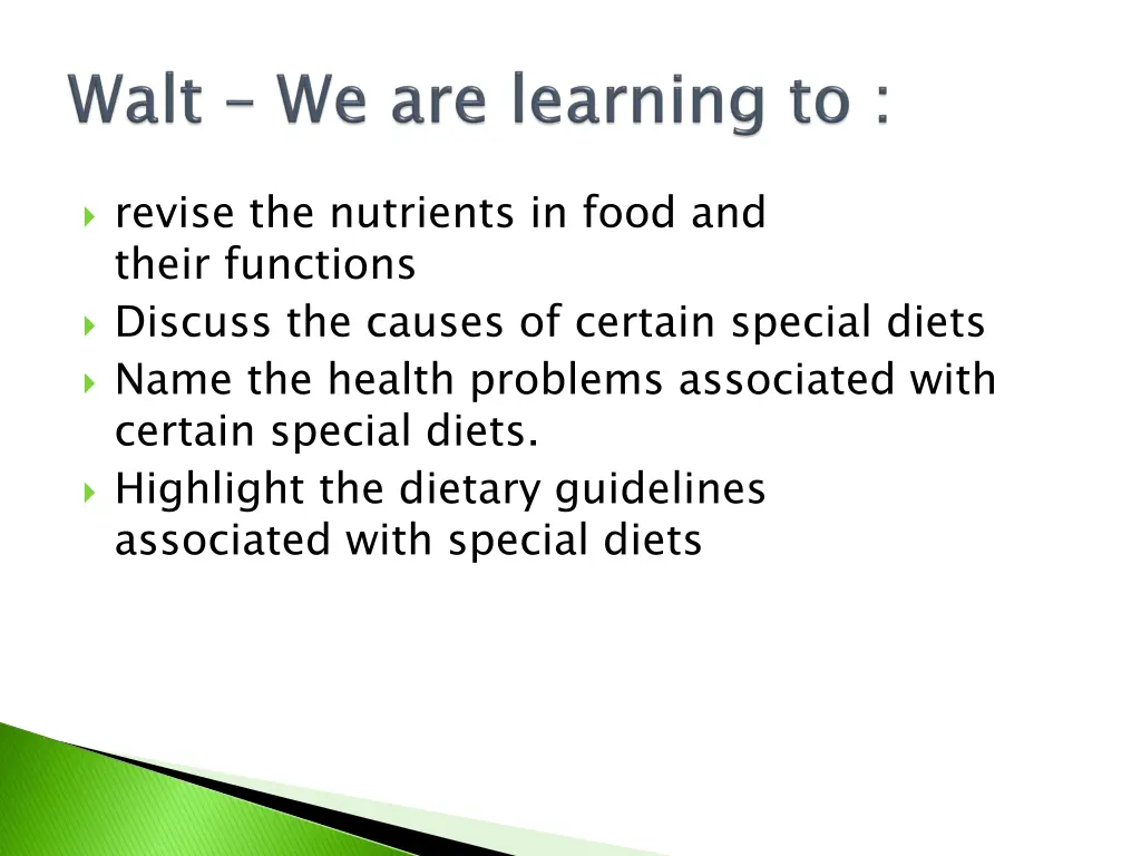 revise the nutrients in food and their functions