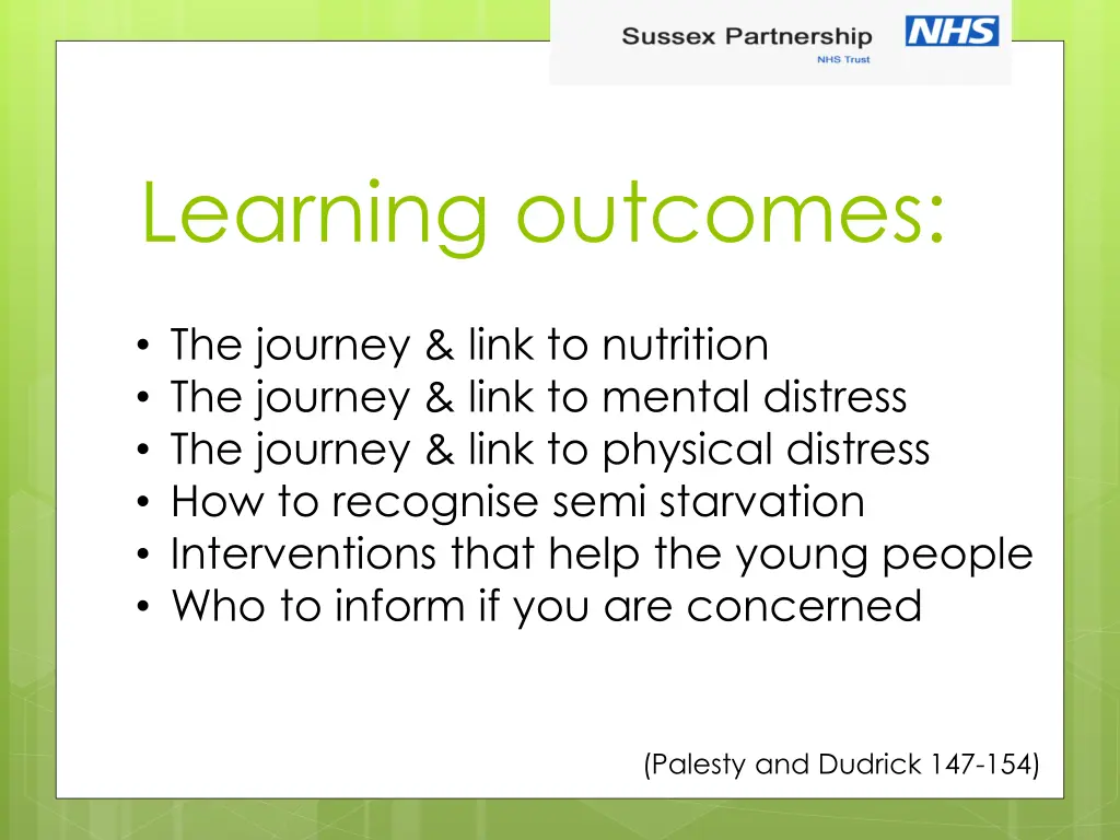 learning outcomes