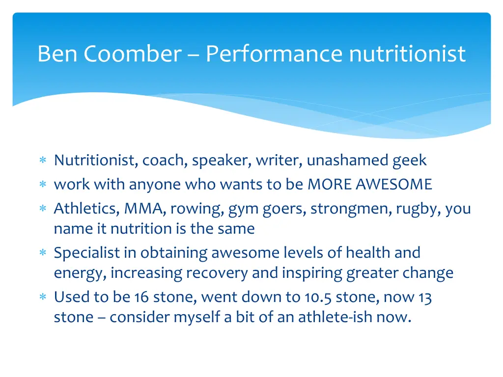 ben coomber performance nutritionist