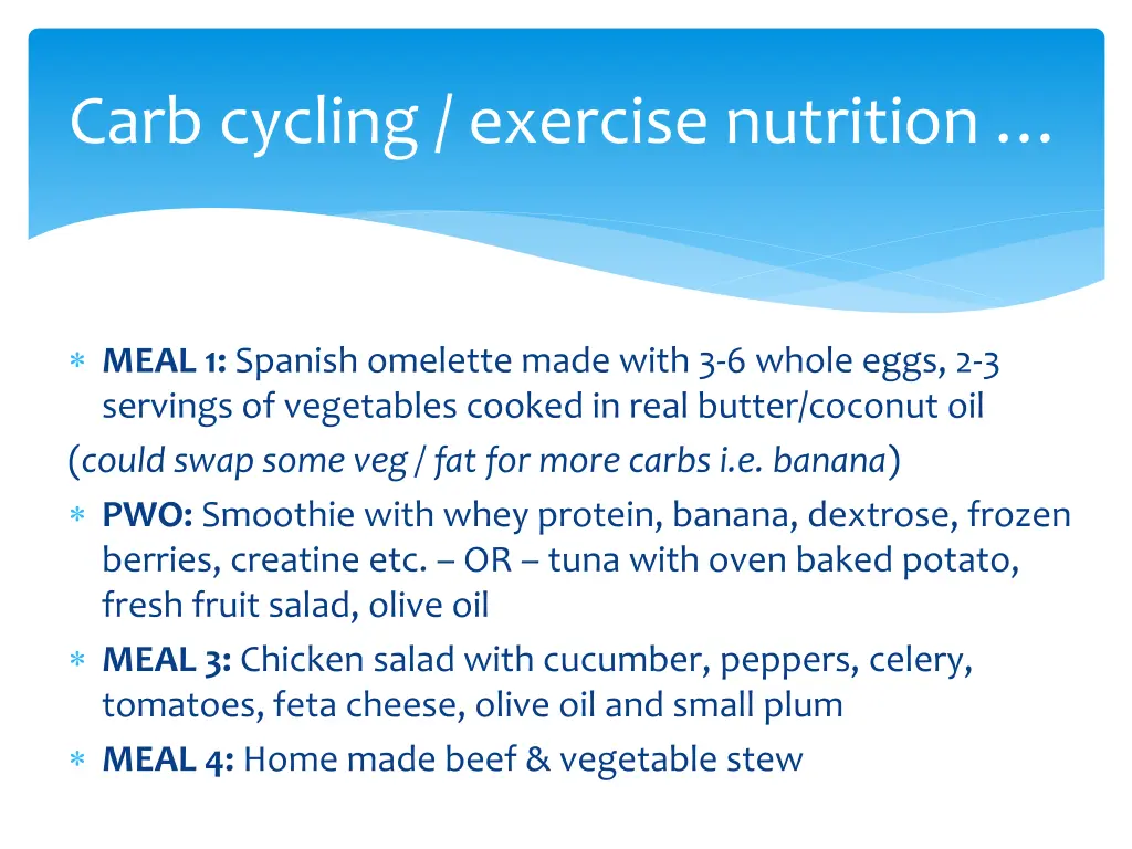 carb cycling exercise nutrition