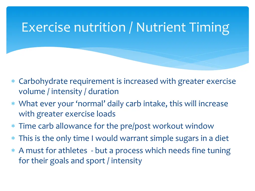 exercise nutrition nutrient timing