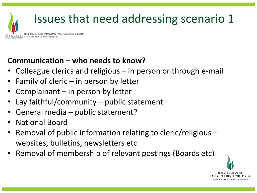 issues that need addressing scenario 1 1