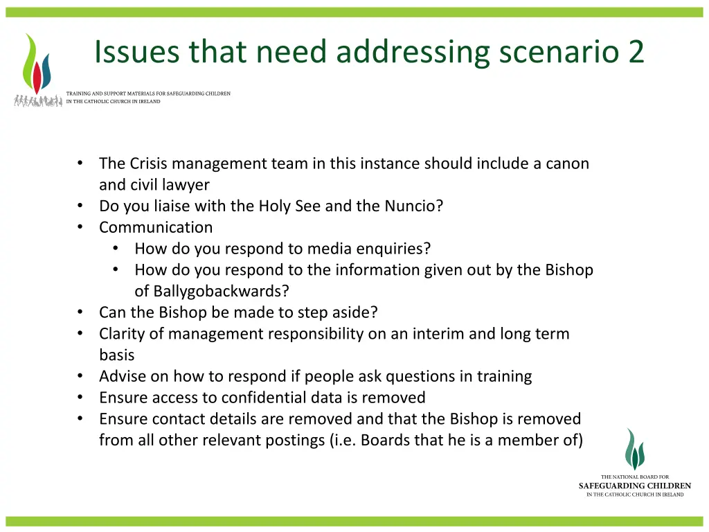 issues that need addressing scenario 2