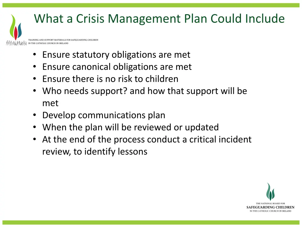 what a crisis management plan could include