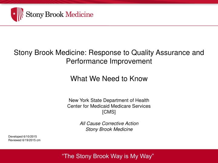 stony brook medicine response to quality