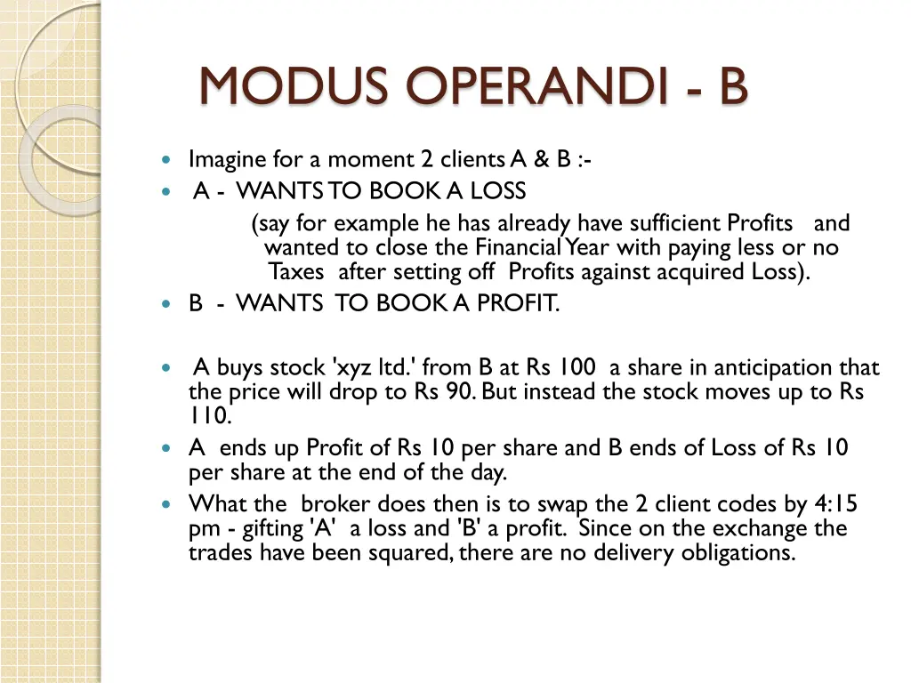 modus operandi b