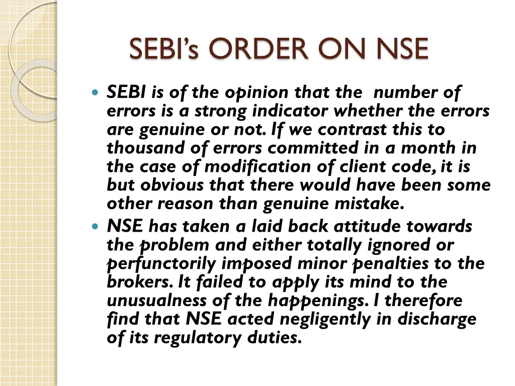 sebi s order on nse