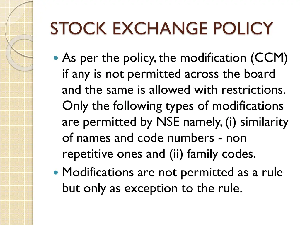 stock exchange policy