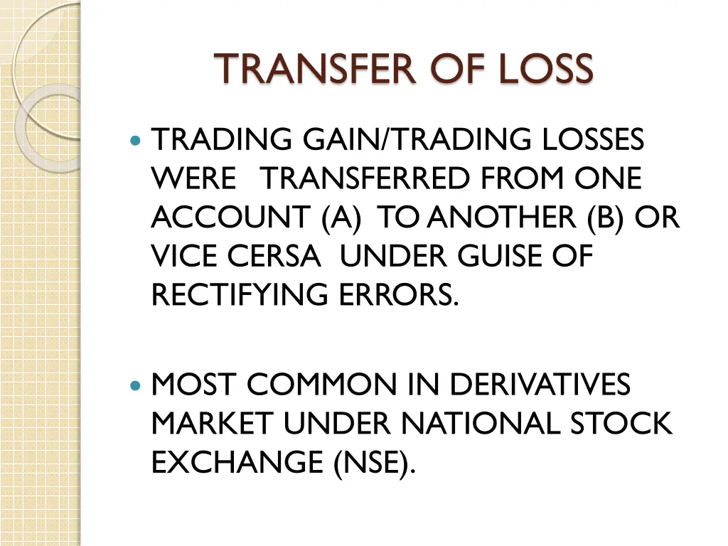 transfer of loss