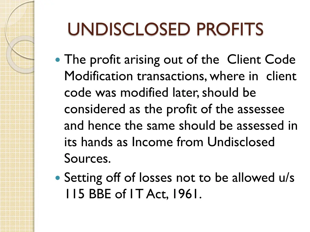 undisclosed profits