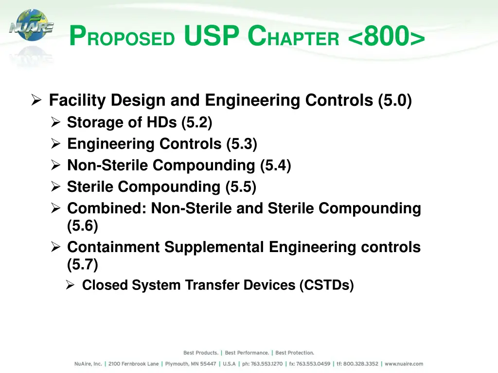 p roposed usp c hapter 800 10