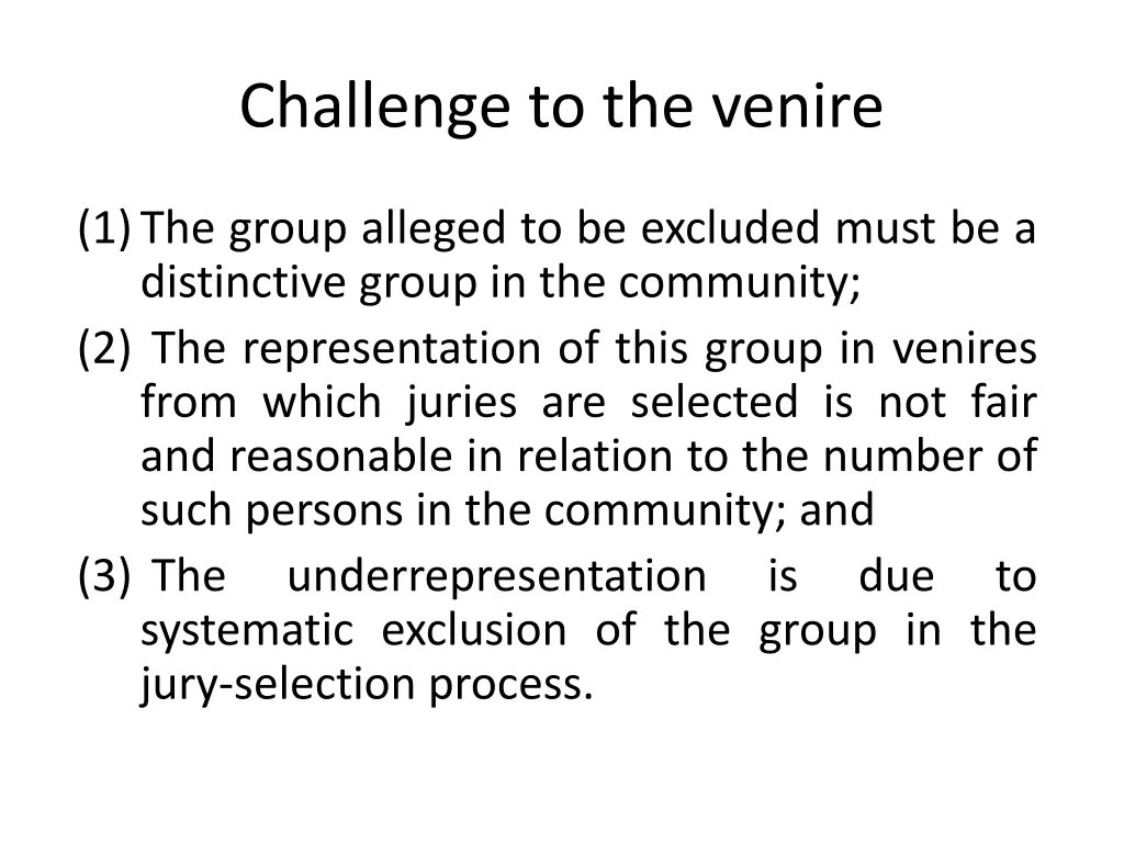 challenge to the venire