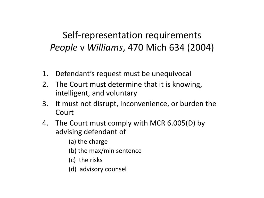 self representation requirements people