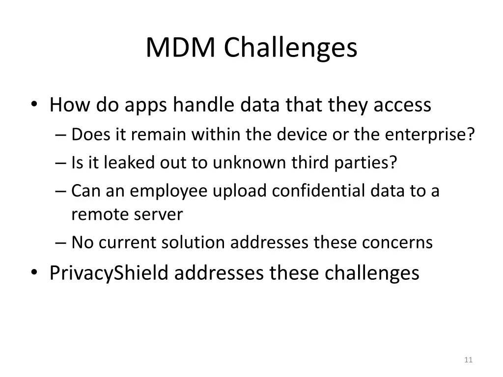 mdm challenges