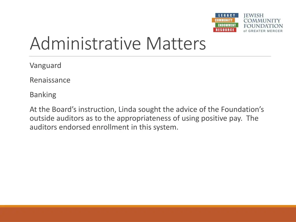 administrative matters