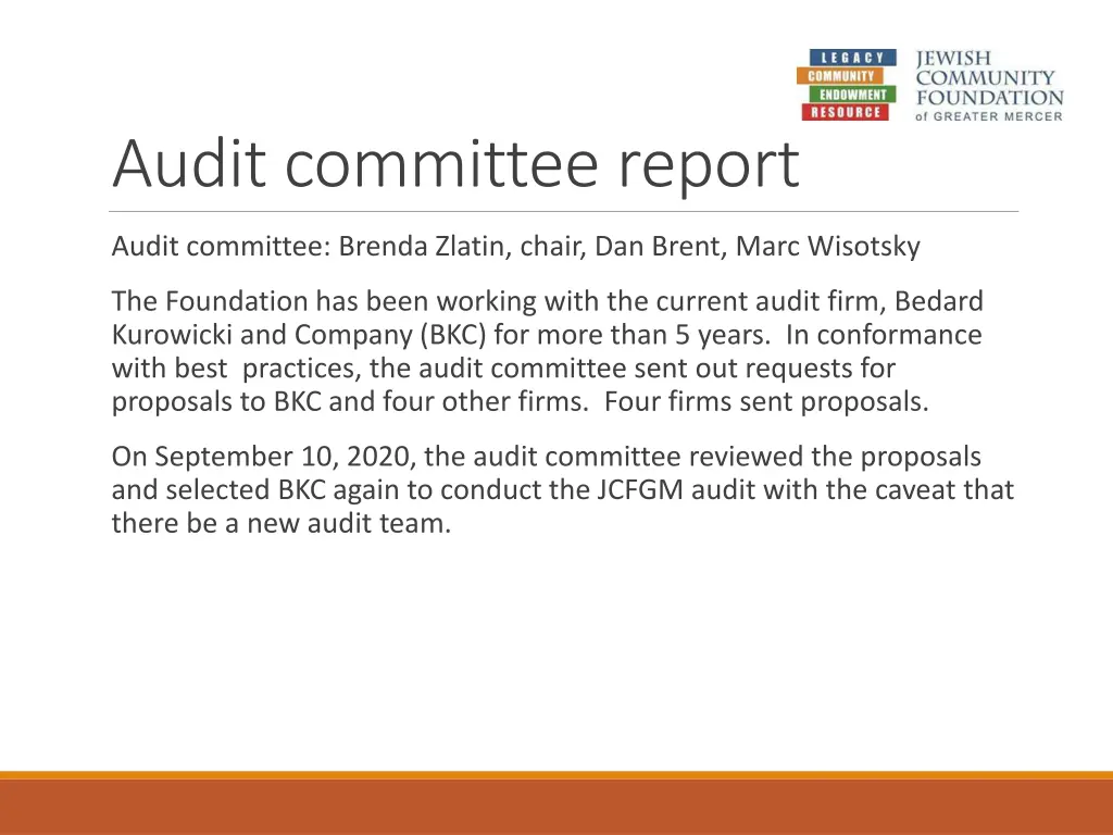 audit committee report