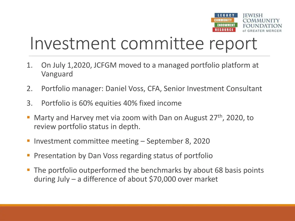 investment committee report