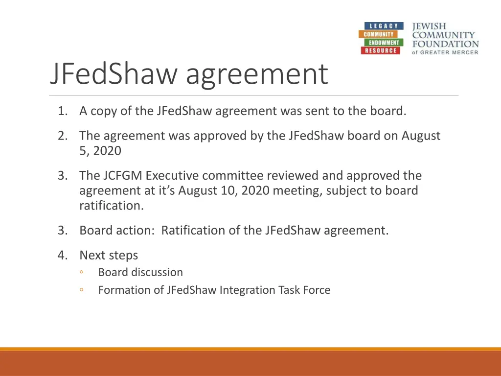 jfedshaw agreement