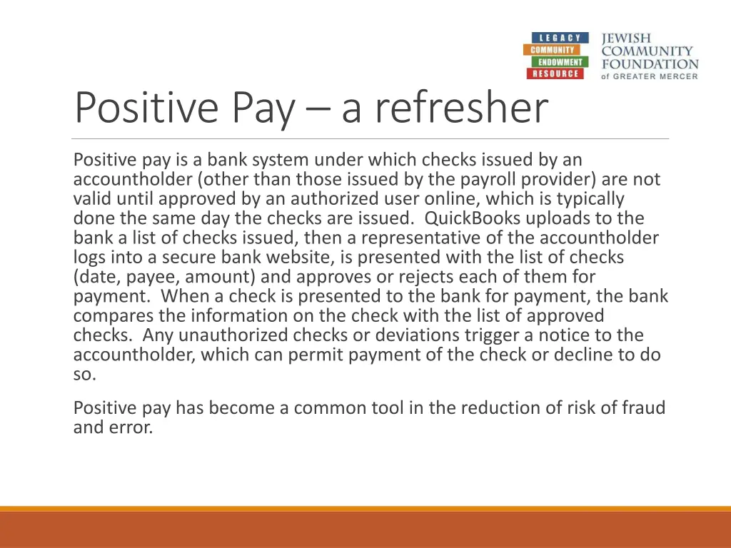 positive pay a refresher