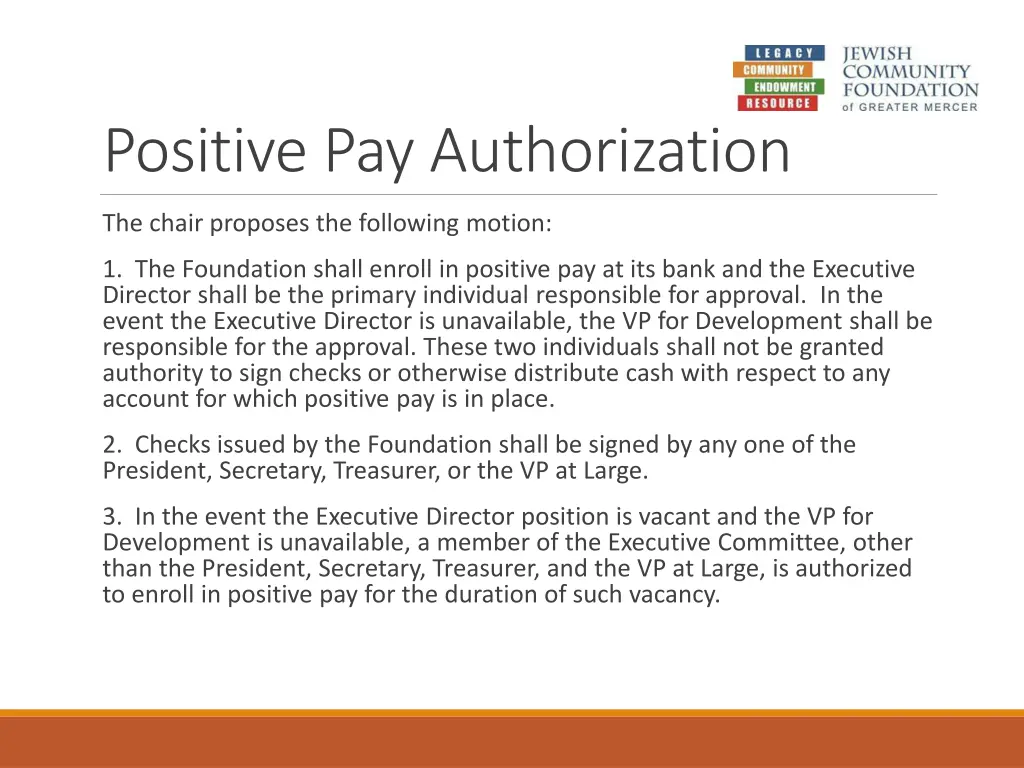 positive pay authorization