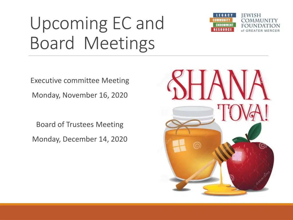 upcoming ec and board meetings