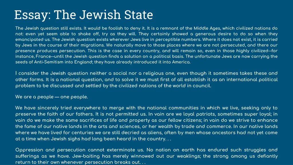 essay the jewish state