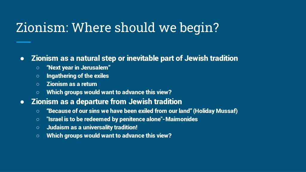 zionism where should we begin