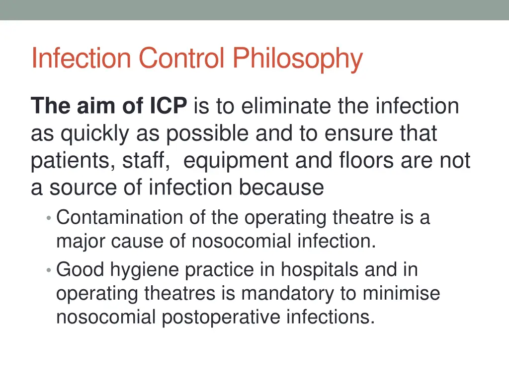 infection control philosophy