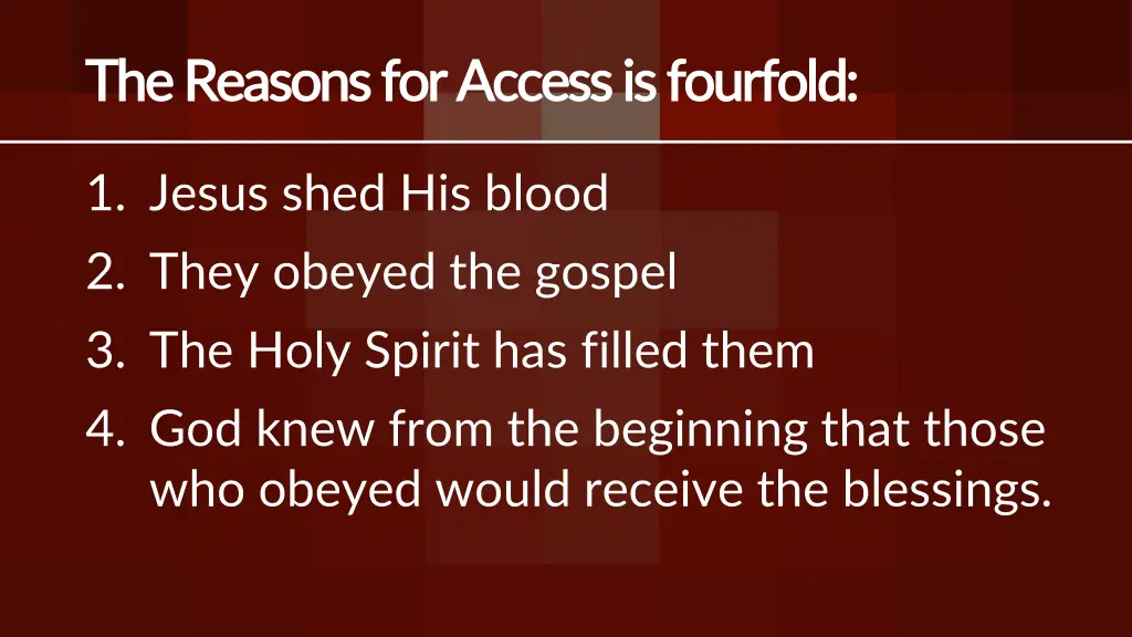 the reasons for access is fourfold the reasons