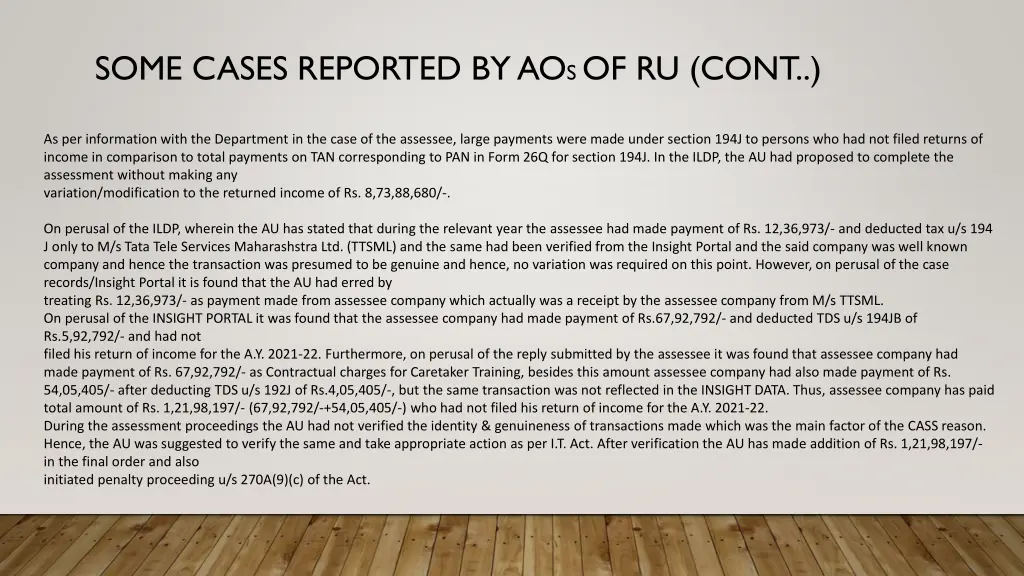 some cases reported by ao s of ru cont 13