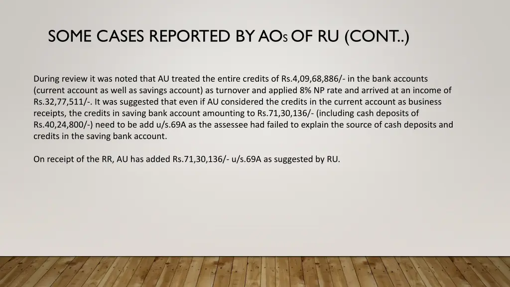 some cases reported by ao s of ru cont 15