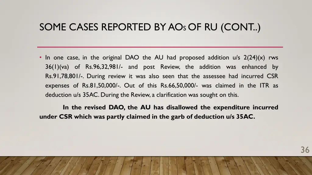 some cases reported by ao s of ru cont 3