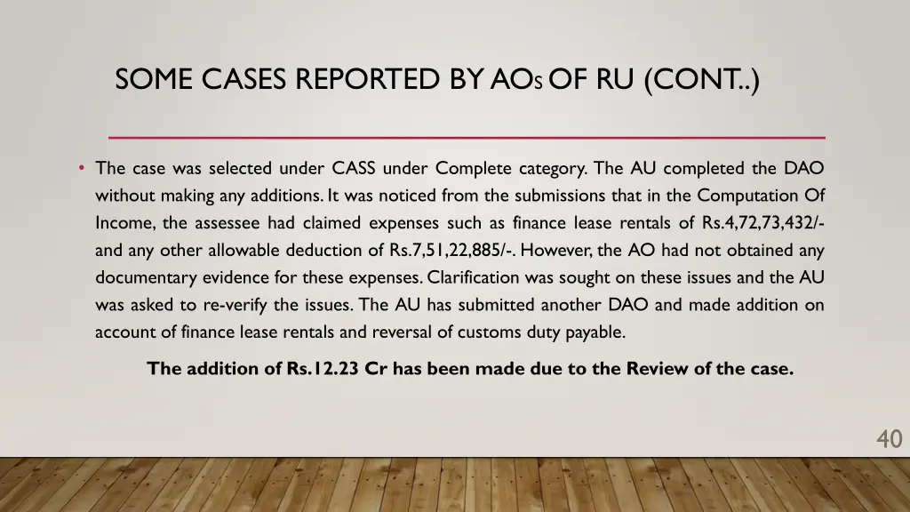 some cases reported by ao s of ru cont 7